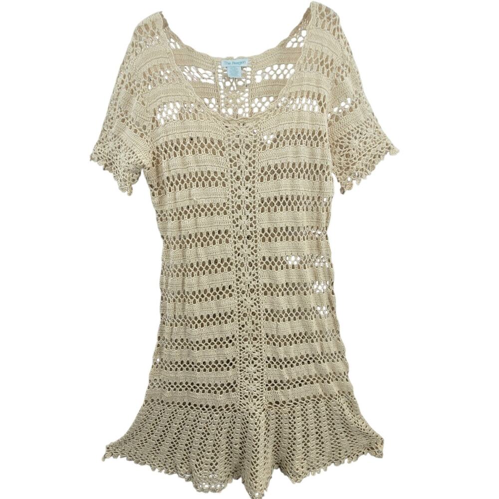 The Paragon Crochet Lace Dress Cream Tan Boho Beach Swim Cover Up Statement